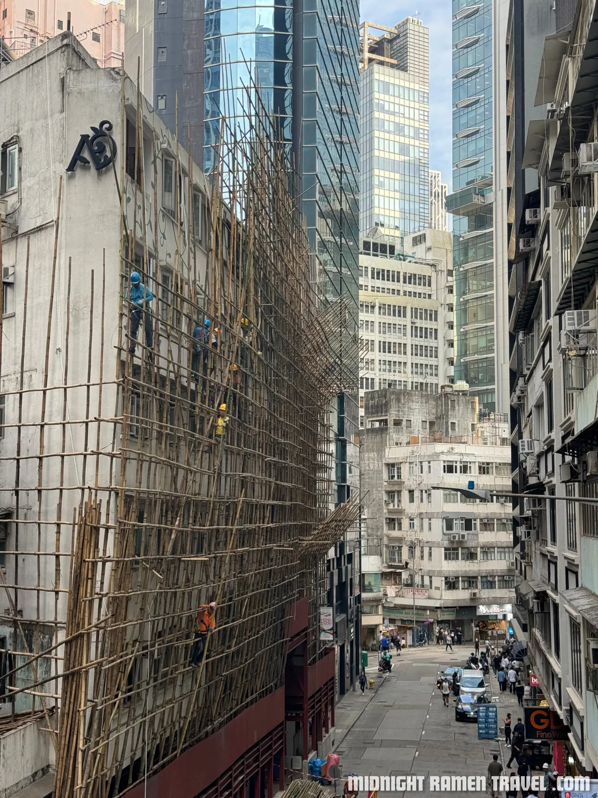 hong kong bamboo scaffolding workers construction