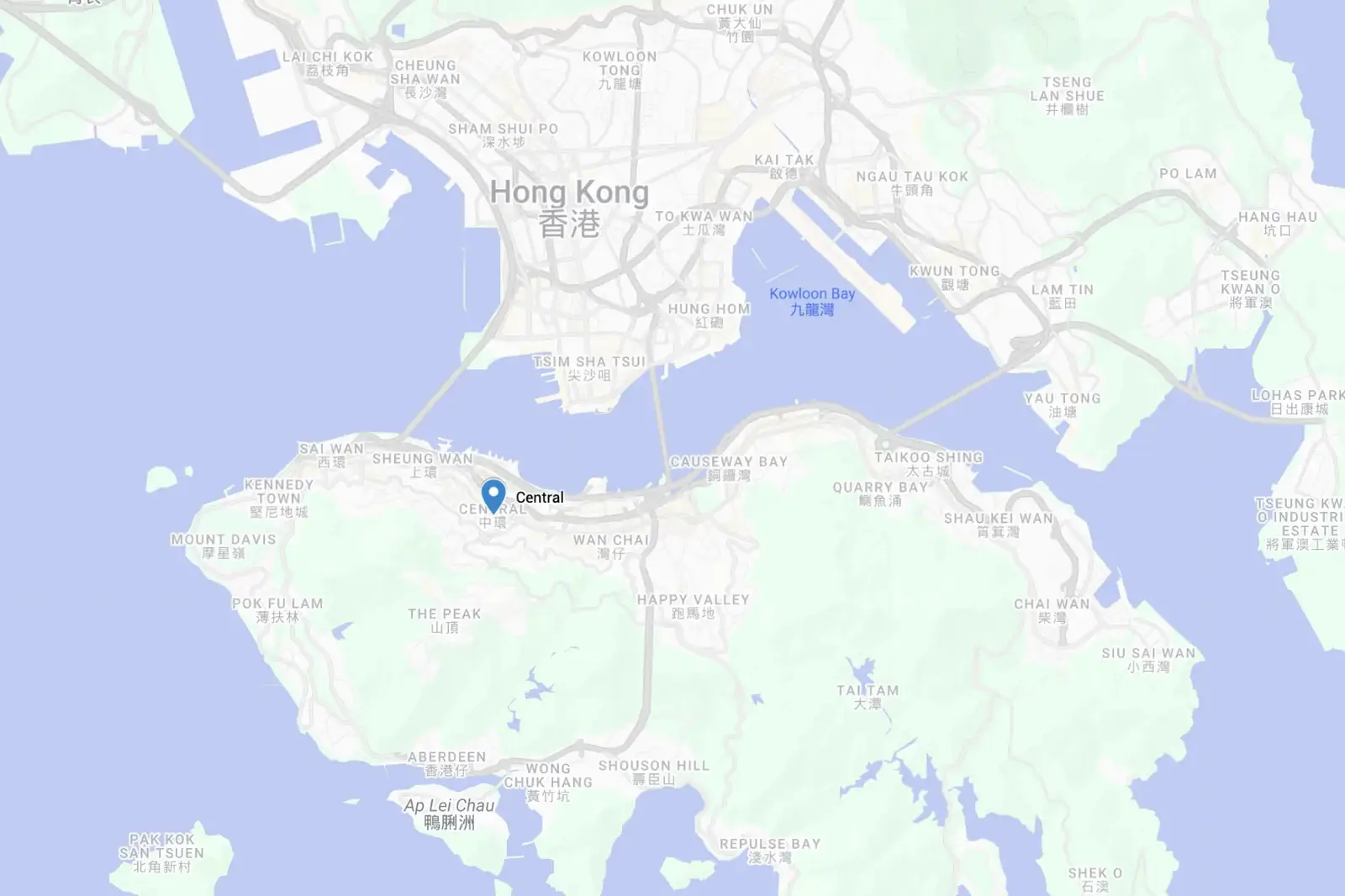 Map of Central in Hong Kong