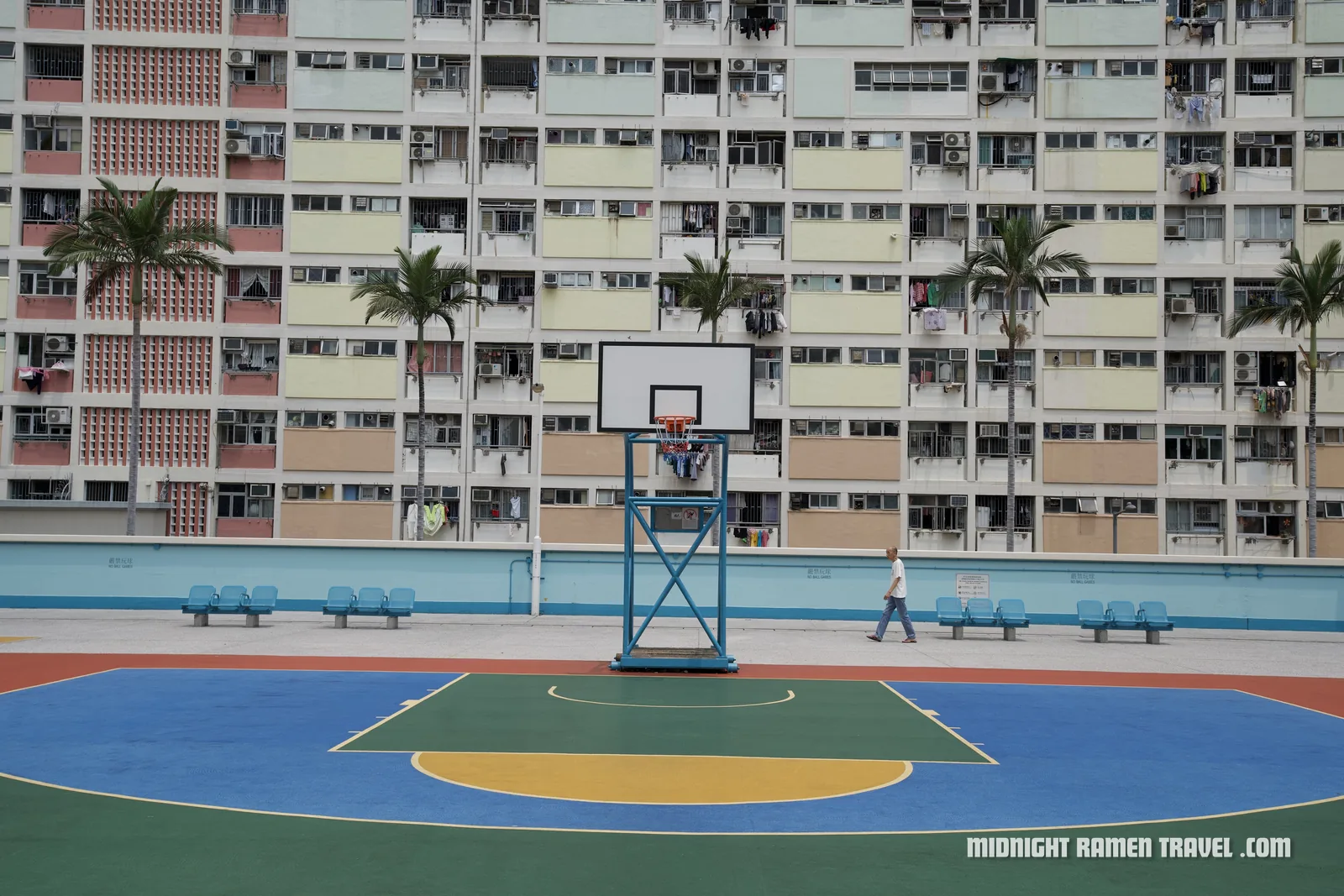 Rainbow-coloured apartment blocks at Choi Hung Estate