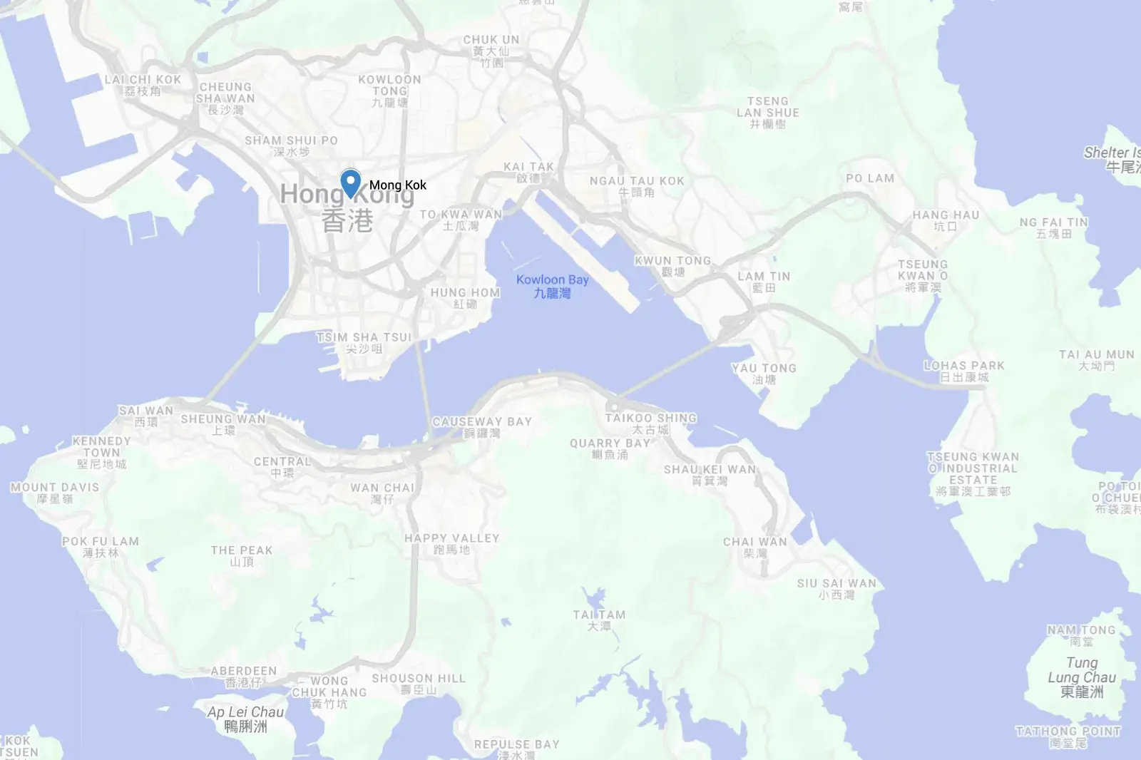 Map of Mong Kok in Hong Kong