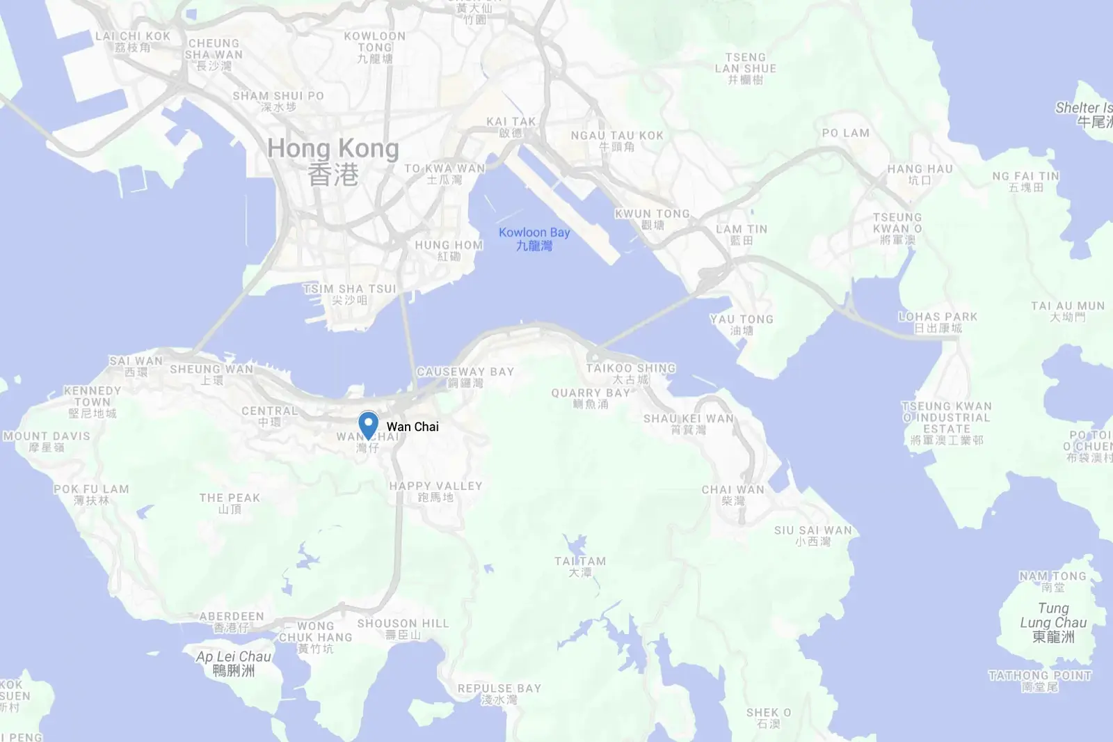 Map of Wan Chai in Hong Kong